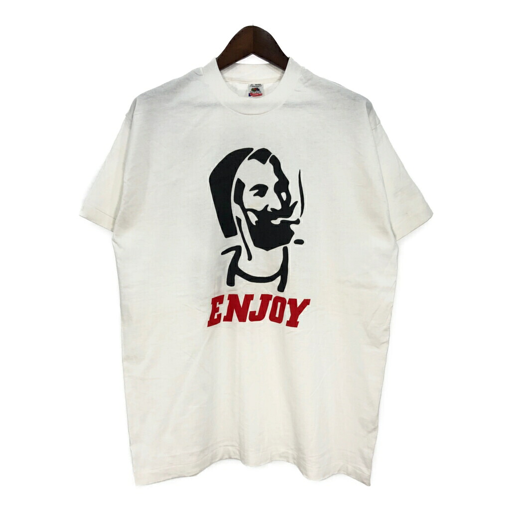 90年代 USA製 FRUIT OF THE LOOM フルーツオブザルーム ZIG ZAG 半袖Ｔシャツ バンド ホワイト (メンズ XL) 中古 古着 T0013