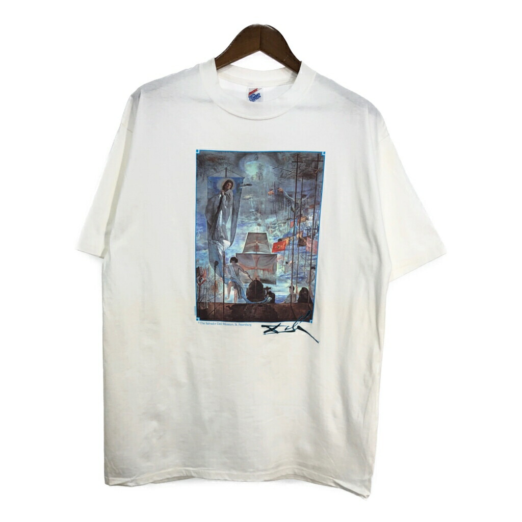 デッドストック 90年代 USA製 JERZEES ジャージーズ Salvador Dali サルバドール・ダリ アートＴシャツ(メンズ XL) 中古 古着 T0045