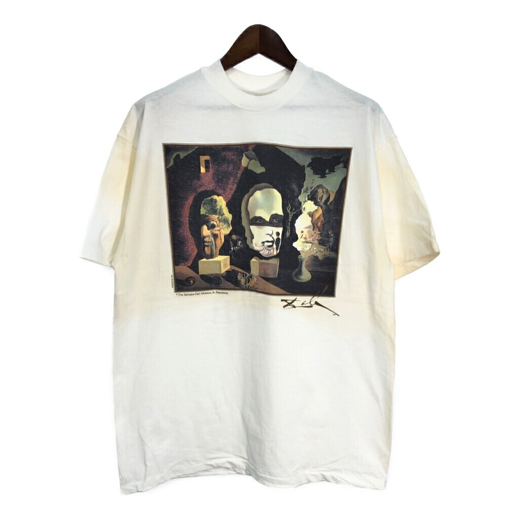 デッドストック 90年代 USA製 Hanes ヘインズ Salvador Dali サルバドール・ダリ アートＴシャツ ホワイト (メンズ XL) 中古 古着 T0057｜YAMAHISA USEDCLOTHINGSHOP