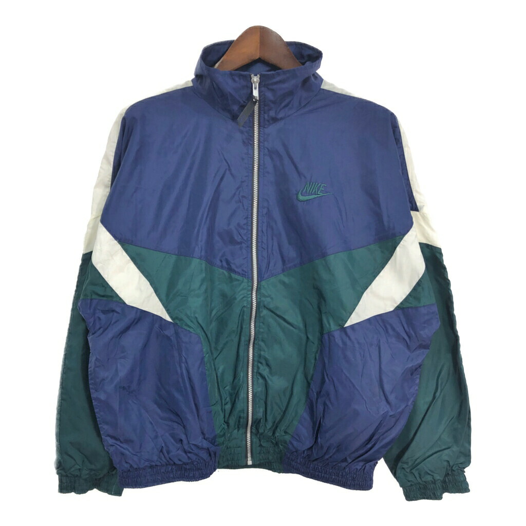 90年代 NIKE ナイキ ナイロン トラックジャケット ネイビー (メンズ L) 中古 古着 T0117