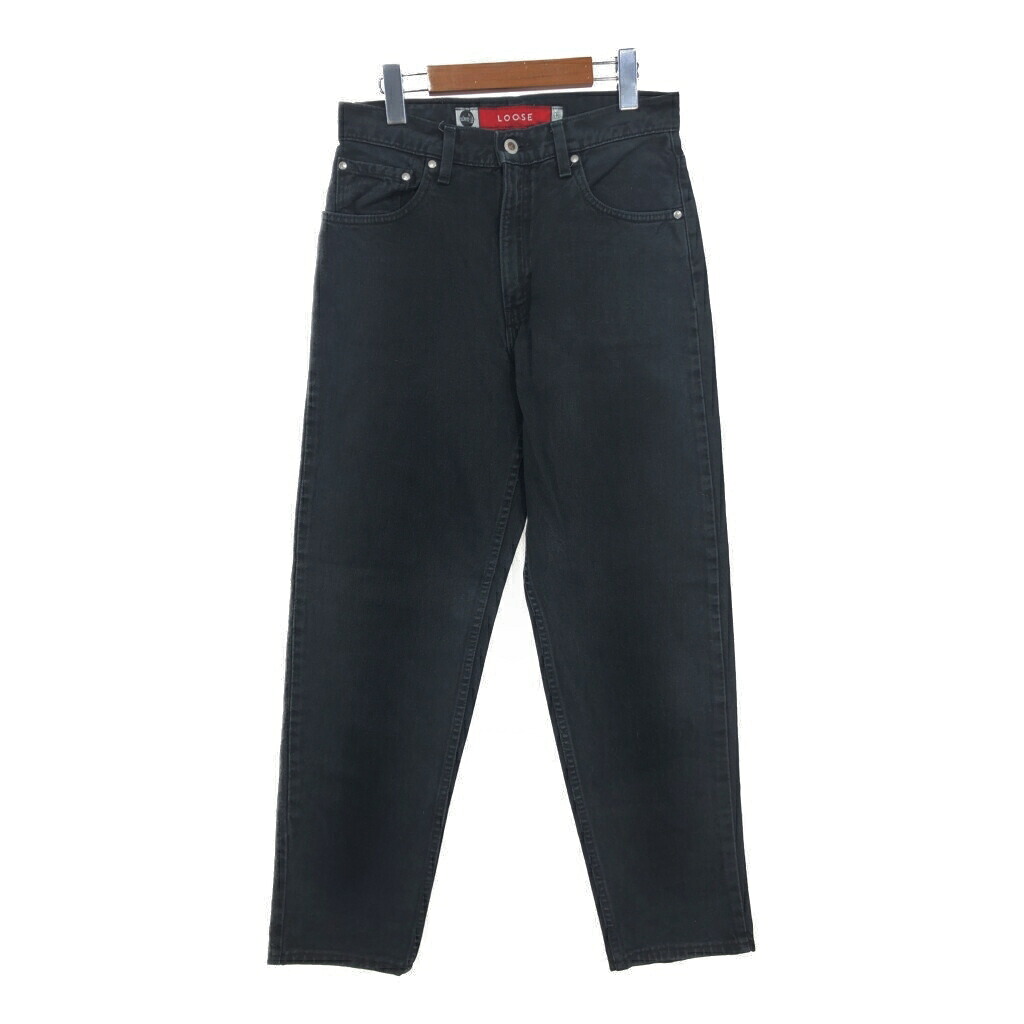 90年代 USA製 Levi\'s リーバイス SilverTab シルバータブ LOOSE デニムパンツ ブラック (レディース M) 中古 古着 T0138