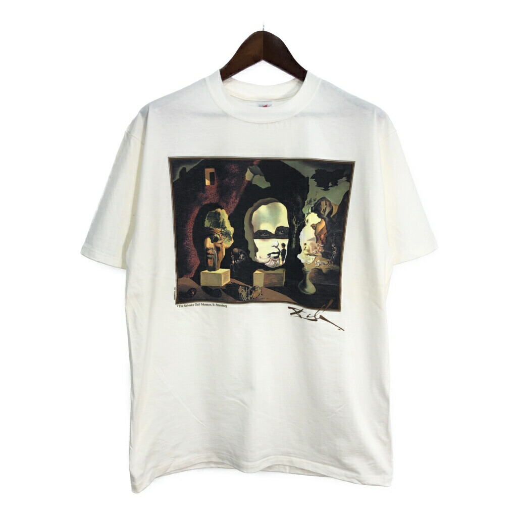 デッドストック 90年代 USA製 Salvador Dali サルバドール・ダリ 老年期 青年期 幼児期 Ｔシャツ ホワイト (メンズ L) 中古 古着 T0217