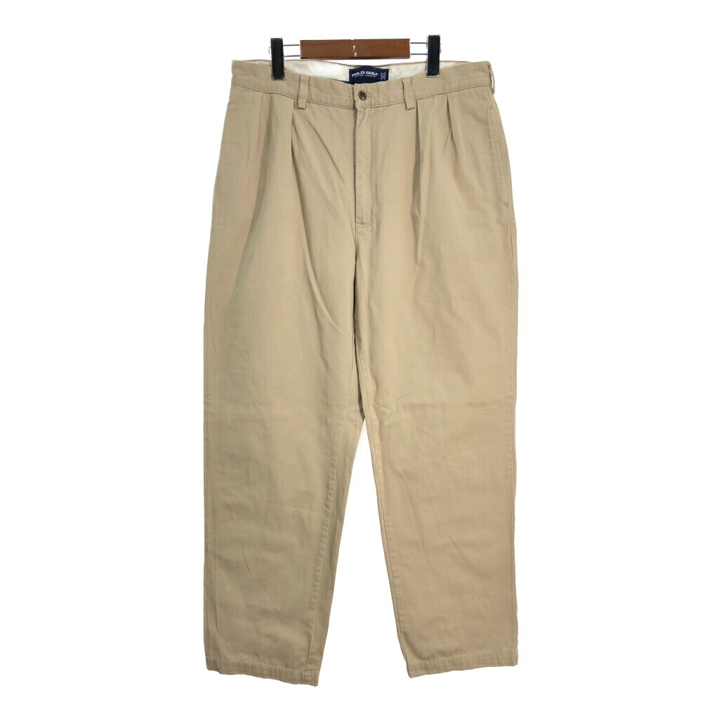 POLO GOLF ポロゴルフ CLASSIC GOLF PANT 2タック チノパンツ ラルフローレン ポロチノ ベージュ (メンズ W36 L32) 中古 古着 T0821