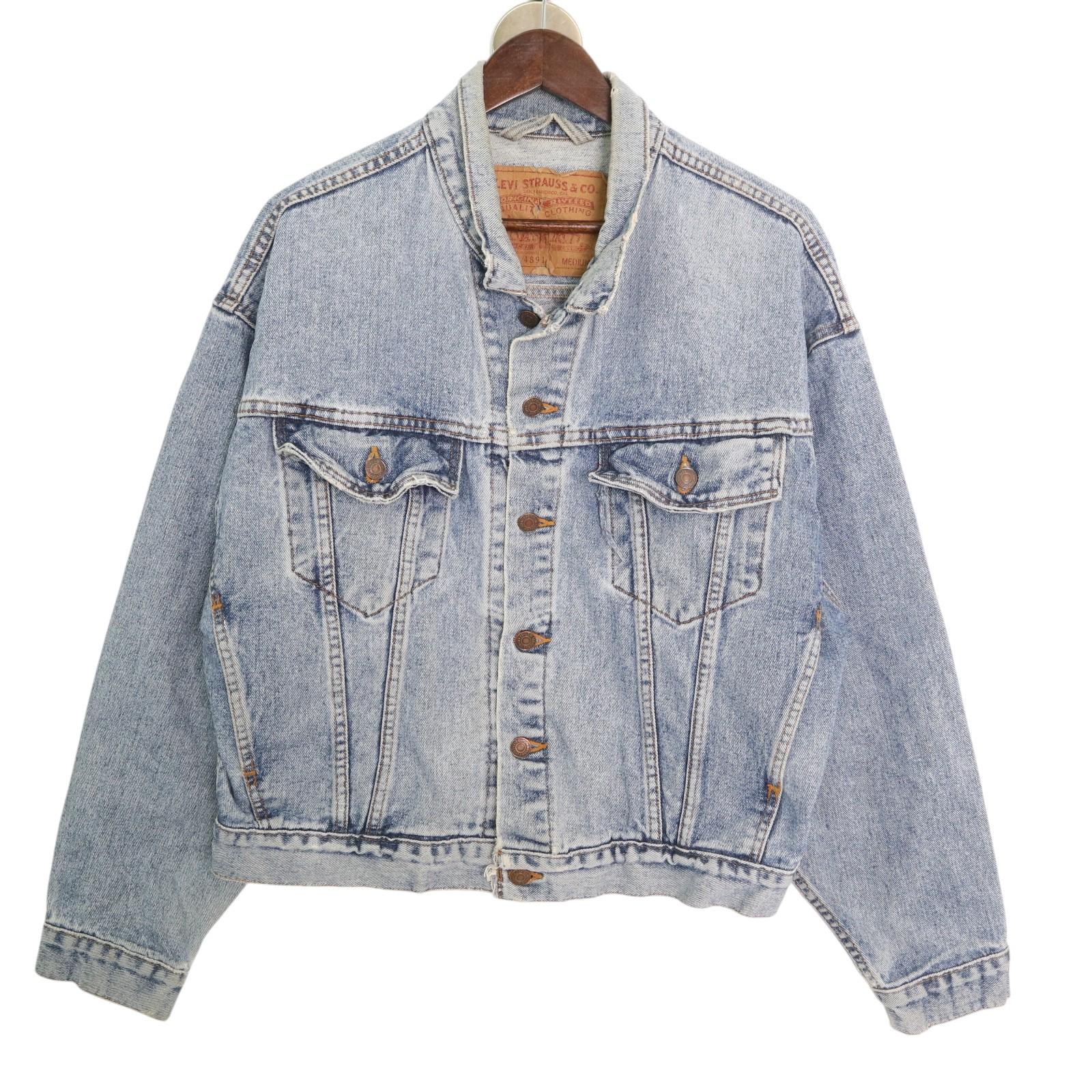 90年代 USA製 Levi's リーバイス 70598-4891 デニムトラッカージャケット ライトブルー (メンズ MEDIUM) 中古 古着 A3863|YAMAHISA USEDCLOTHINGSHOP