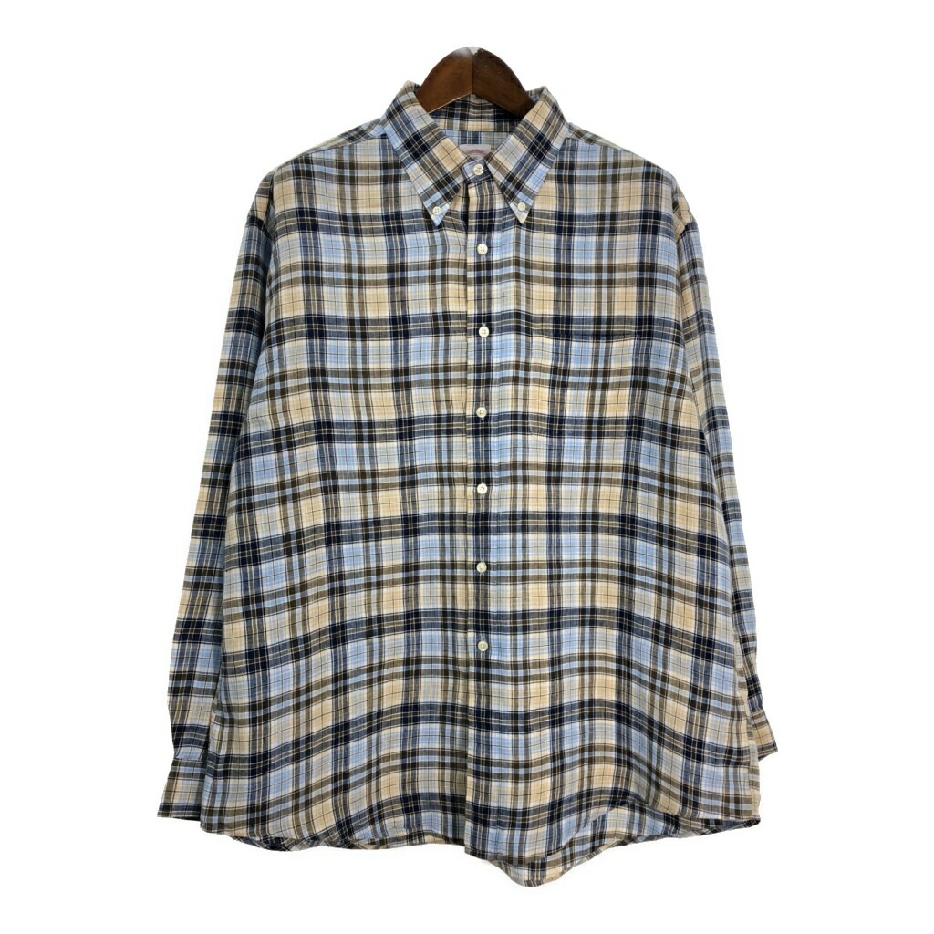 Brooks Brothers ブルックスブラザーズ ボタンダウン リネンシャツ チェック マルチカラー (メンズ XL) 中古 古着 T1503
