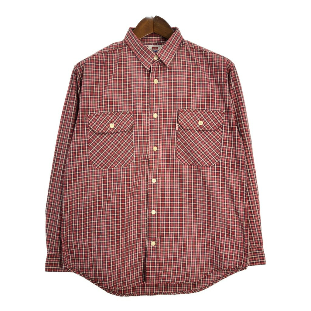 90年代 Levi's リーバイス チェックシャツ レッド (メンズ M) 中古 古着 T1509