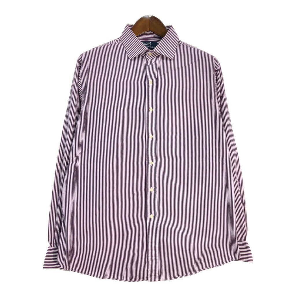 Polo by Ralph Lauren ポロ ラルフローレン REGENT ストライプシャツ パープル (メンズ XL) 中古 古着 T1510