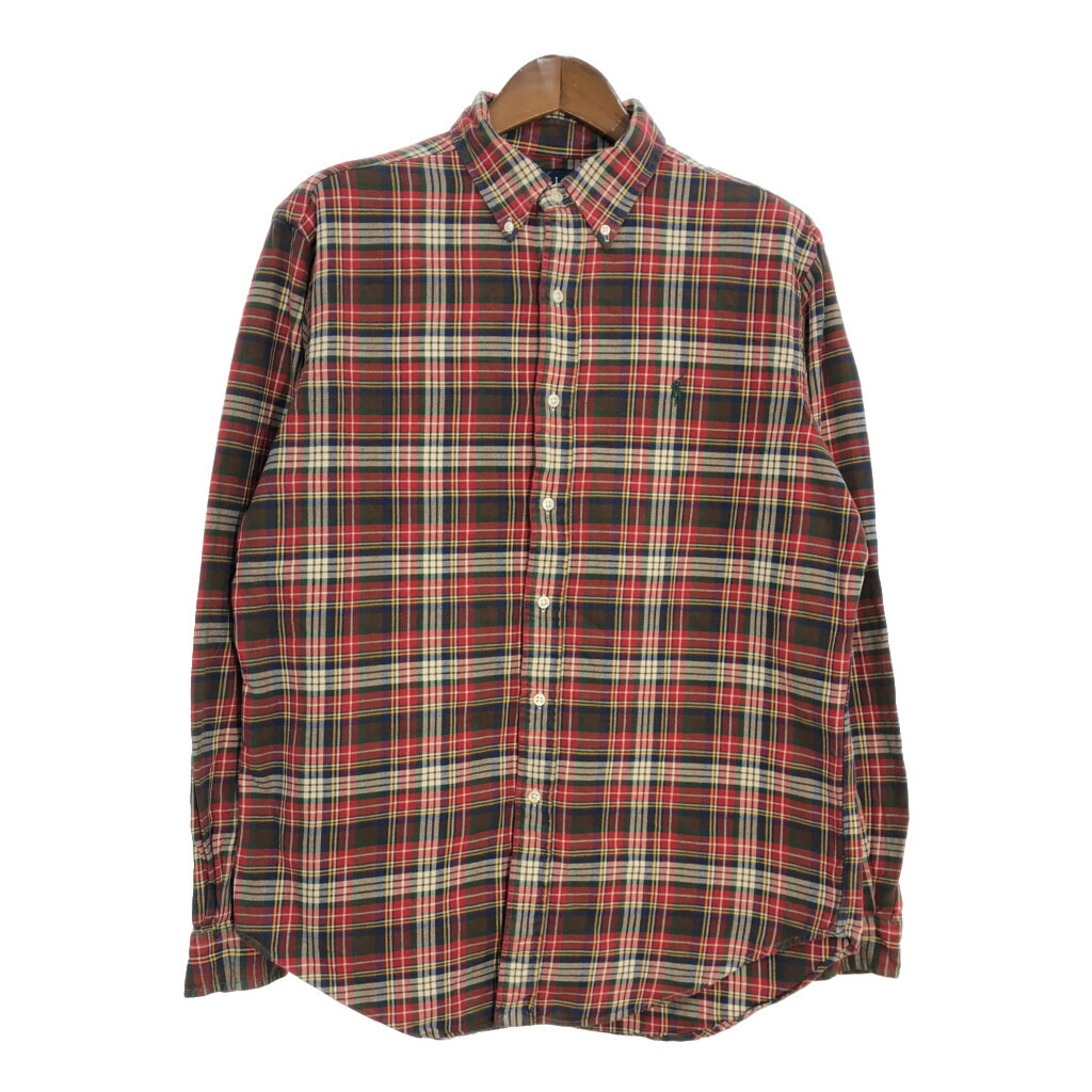 RALPH LAUREN ラルフローレン ボタンダウン フランネルシャツ チェック マルチカラー (メンズ L) 中古 古着 T1517