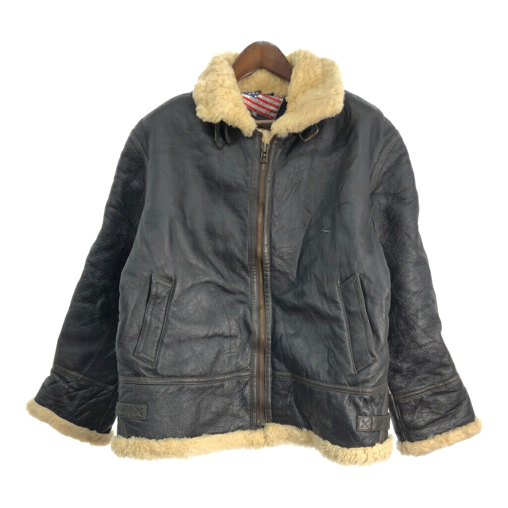 BOMBARDO B-3 フライトジャケット ムートンジャケット ミリタリー ブラック (メンズ XL) 中古 古着 T1940|YAMAHISA USEDCLOTHINGSHOP