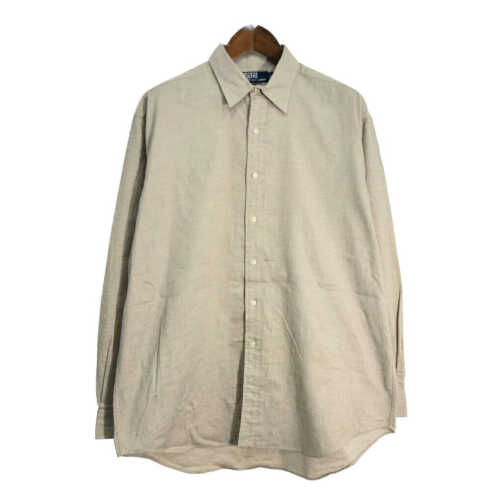 Polo by Ralph Lauren ポロ ラルフローレン LOWELL SPORT 長袖シャツ ベージュ (メンズ L) 中古 古着 T2248