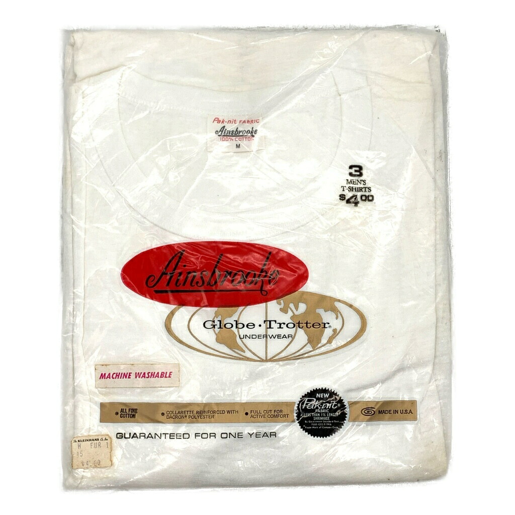 デッドストック 80年代 USA製 Ainsbrooke 無地Ｔシャツ パックT(3枚入り) ホワイト (メンズ M) 中古 古着 T2867