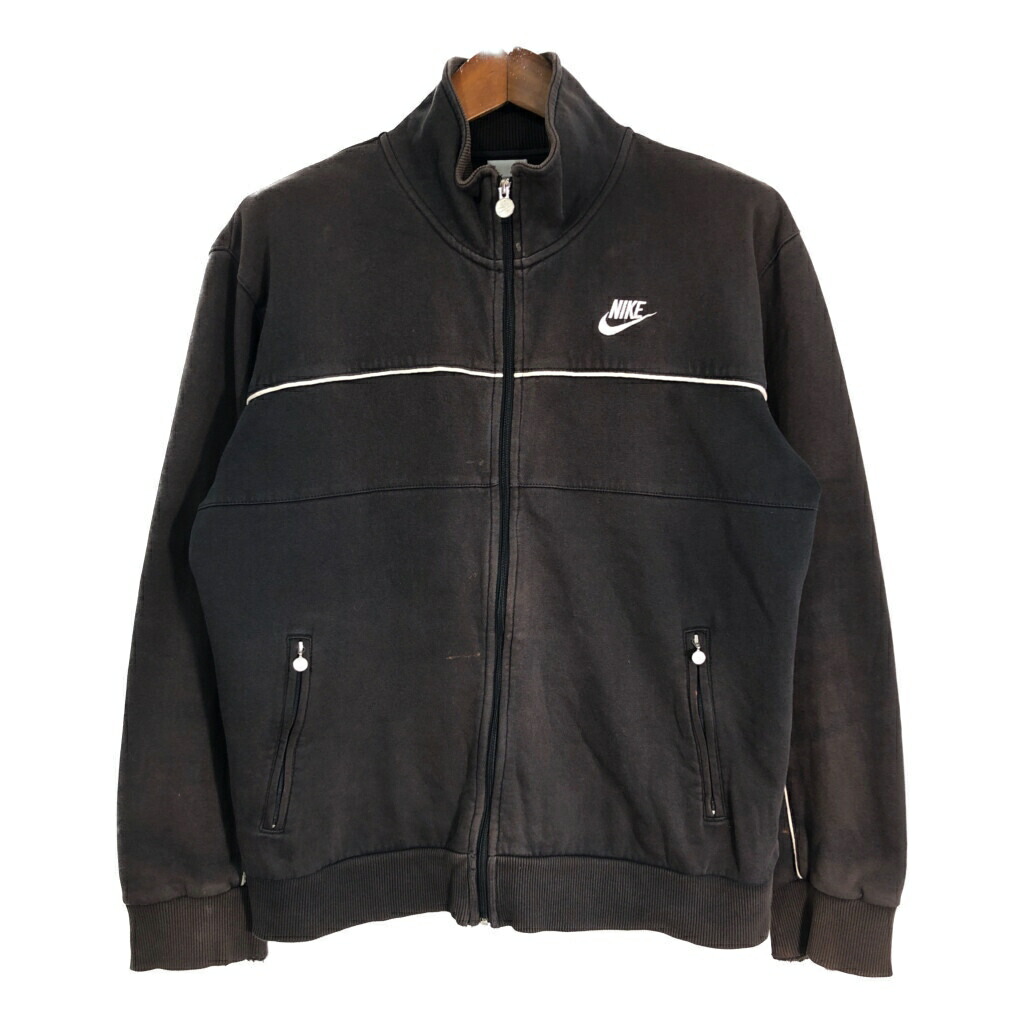00年代 NIKE ナイキ フェード フルジップ スウェット スポーツ ブラック (メンズ L) 中古 古着 T3272