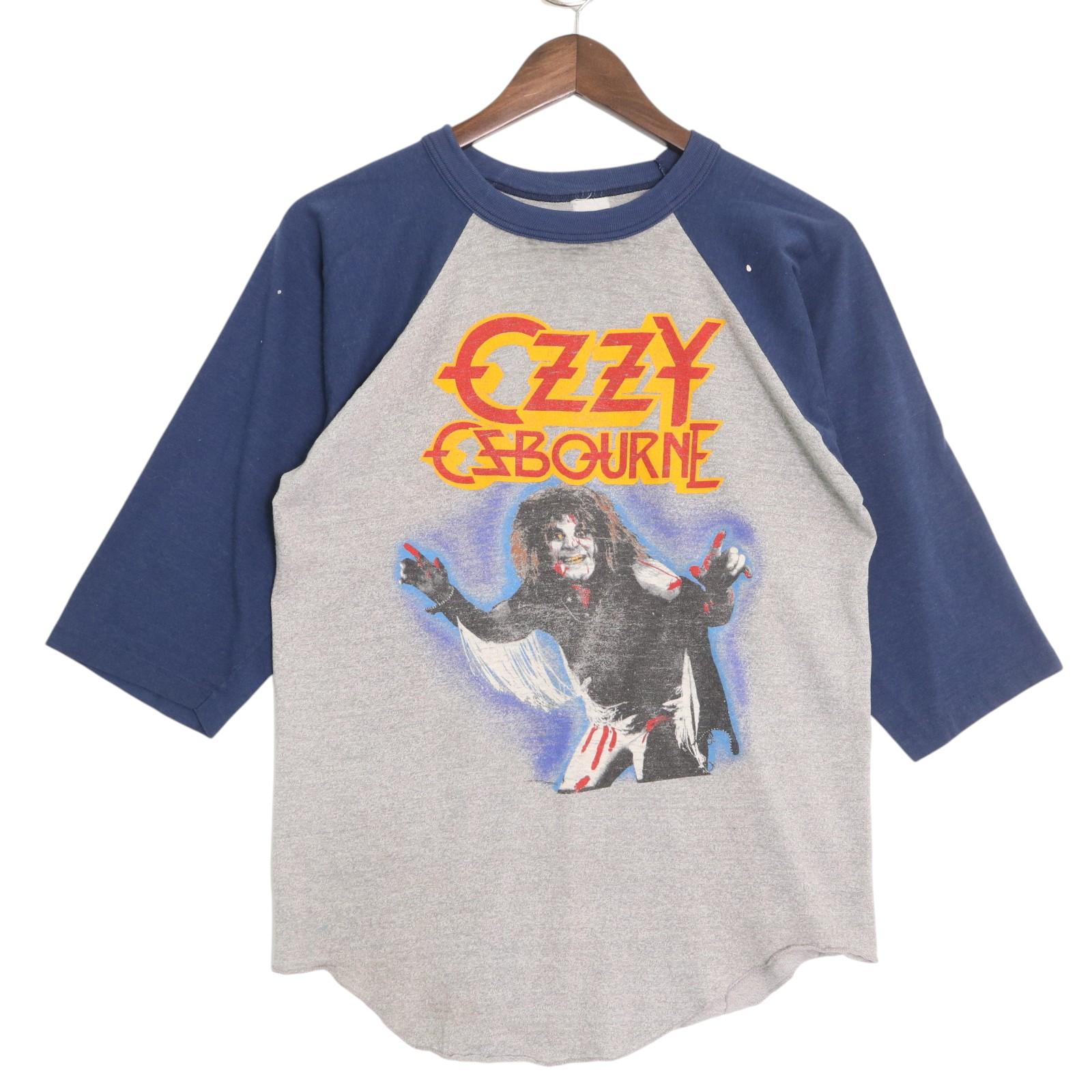 80年代 Ozzy Osborne オジーオズボーン ラグランスリーブＴシャツ グレー (メンズ L相当) 中古 古着 A4454｜YAMAHISA USEDCLOTHINGSHOP