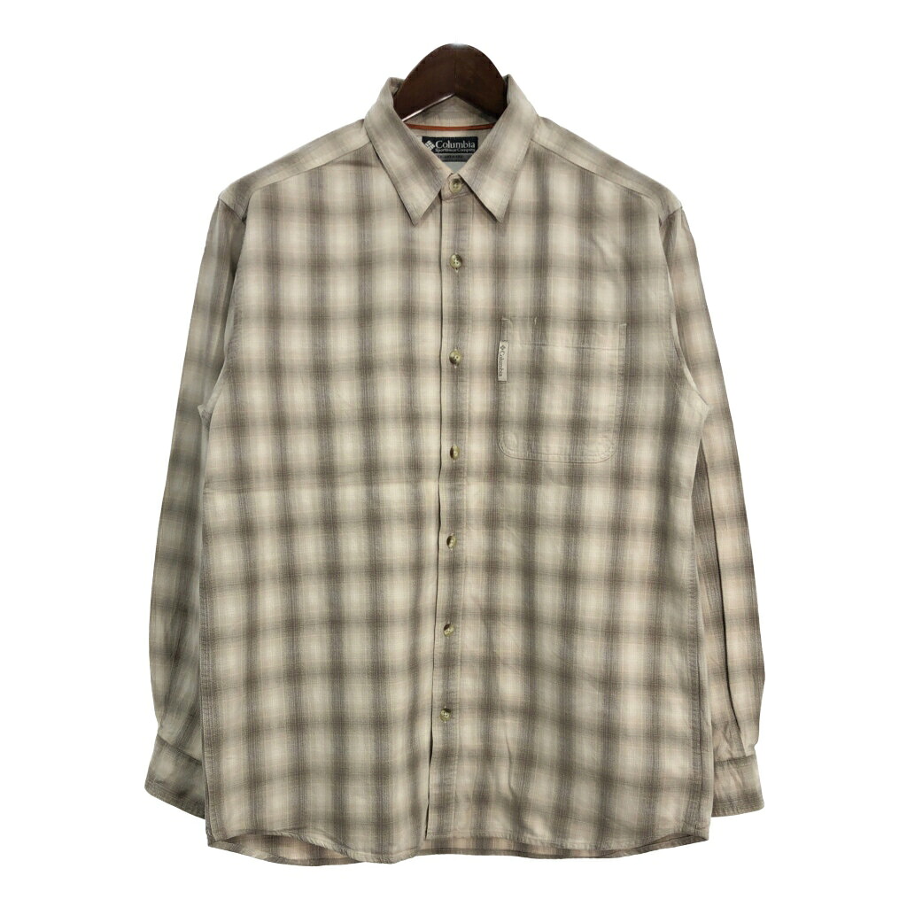 Columbia コロンビア オンブレチェックシャツ アウトドア ベージュ (メンズ M) 中古 古着 T3952
