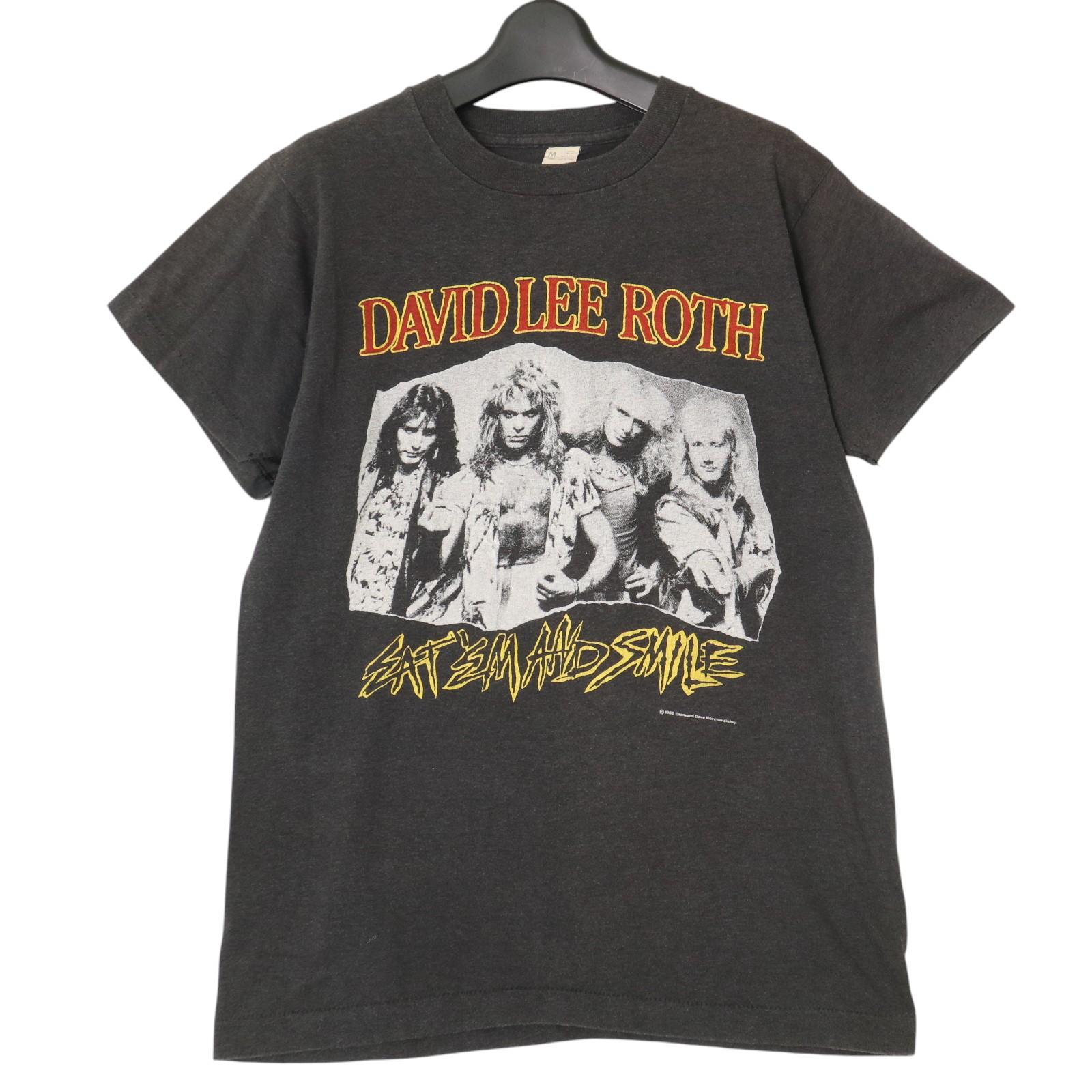 80年代 USA製 SCREEN STARS スクリーンスターズ DAVID LEE ROTH 半袖Ｔシャツ バンド ブラック（メンズ M ）中古 古着 A4609