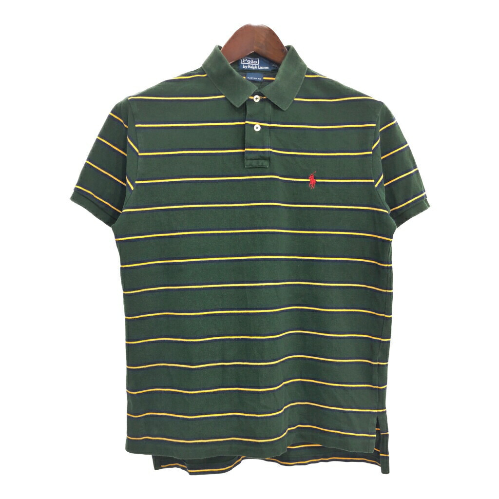 (古着)90s polo ralph lauren ニットポロ　短丈 古着 90s USA製 Polo Ralph Lauren マルチ ボーダー コットン