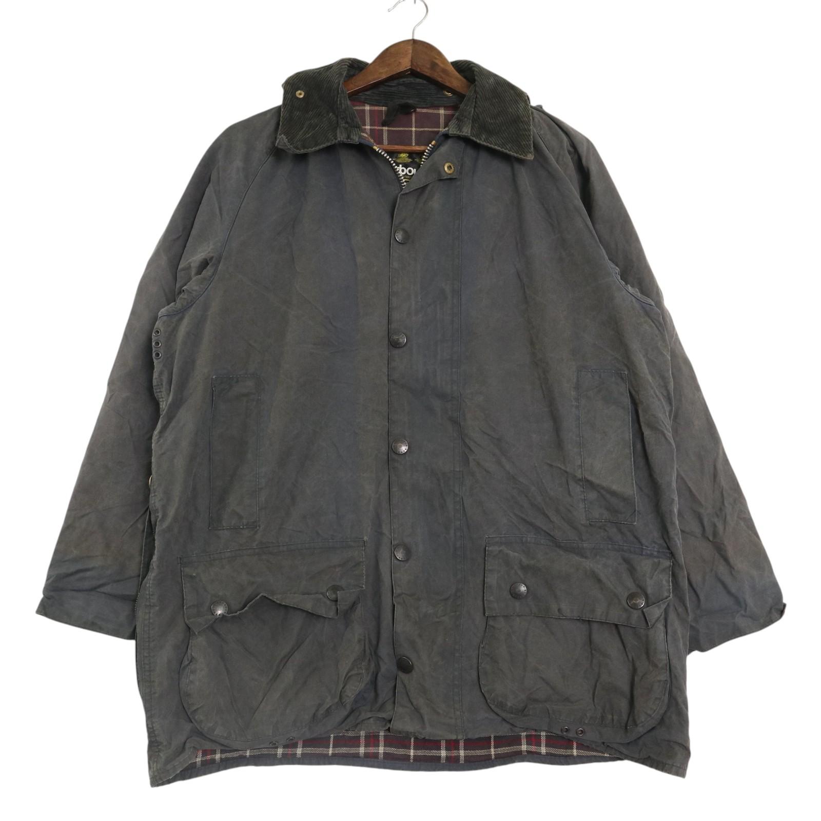 90年代 イングランド製 Barbour バブアー BEAUFORT ビューフォート オイルドジャケット ネイビー（メンズ 40相当）中古 古着 A4695