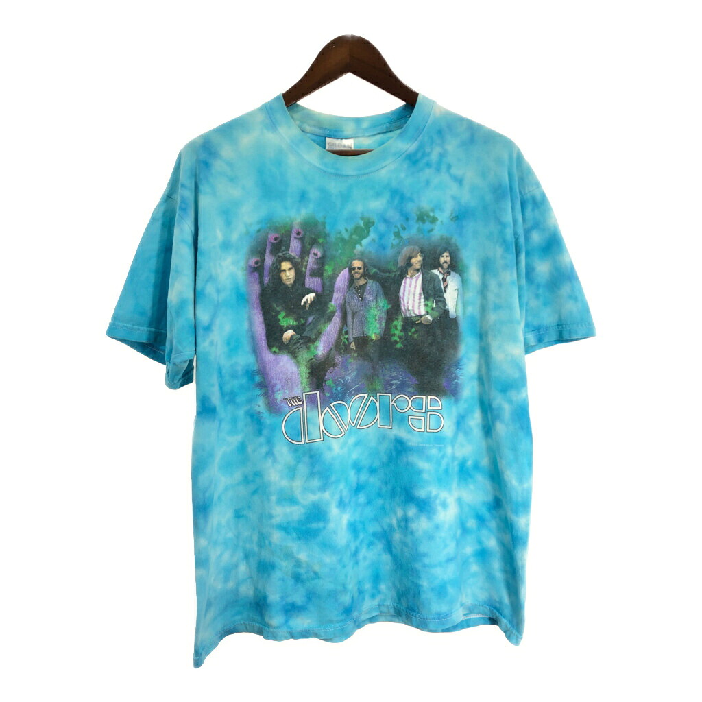 00年代 THE doors ドアーズ 半袖Tシャツ バンド タイダイ ライトブルー(メンズ XL)中古 古着 T5670|YAMAHISA USEDCLOTHINGSHOP