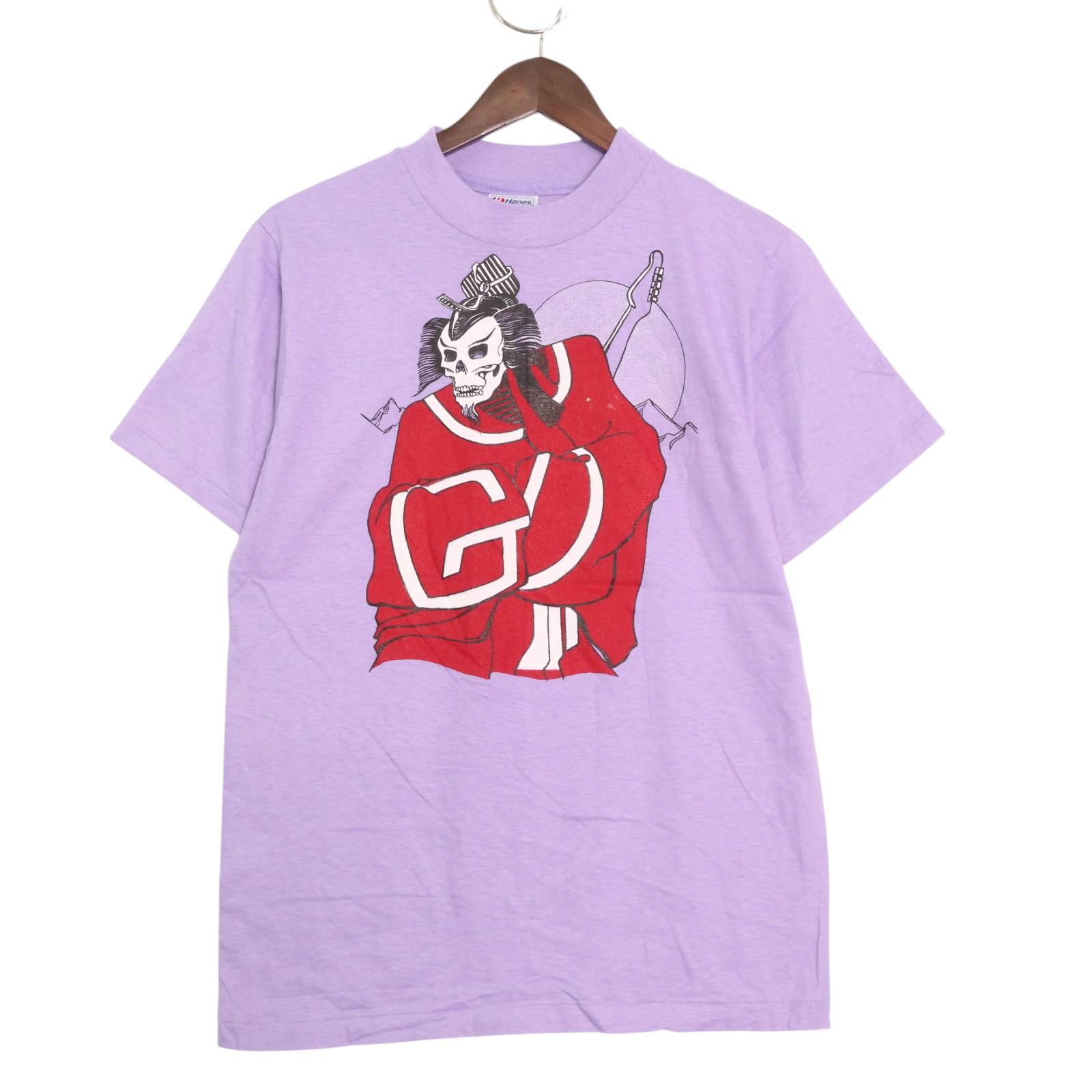80年代 USA製 ブートレグ GRATEFUL DEAD グレイトフル・デッド SAMURAI BAND 半袖Ｔシャツ バンド パープル(メンズ M)中古 古着 A4953