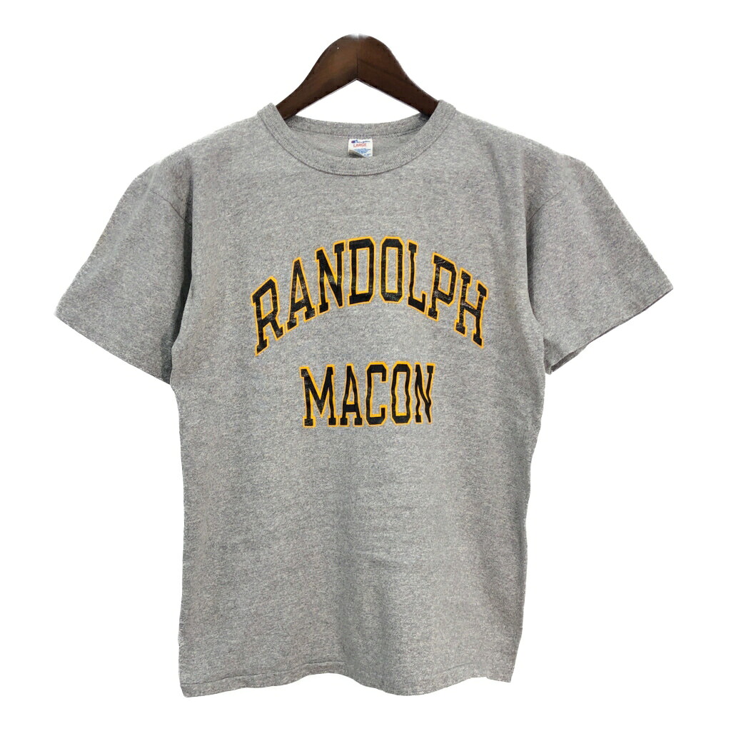 80年代 USA製 Champion チャンピオン 8812 半袖Tシャツ カレッジ トリコタグ グレー(メンズ LARGE)中古 古着 T7125