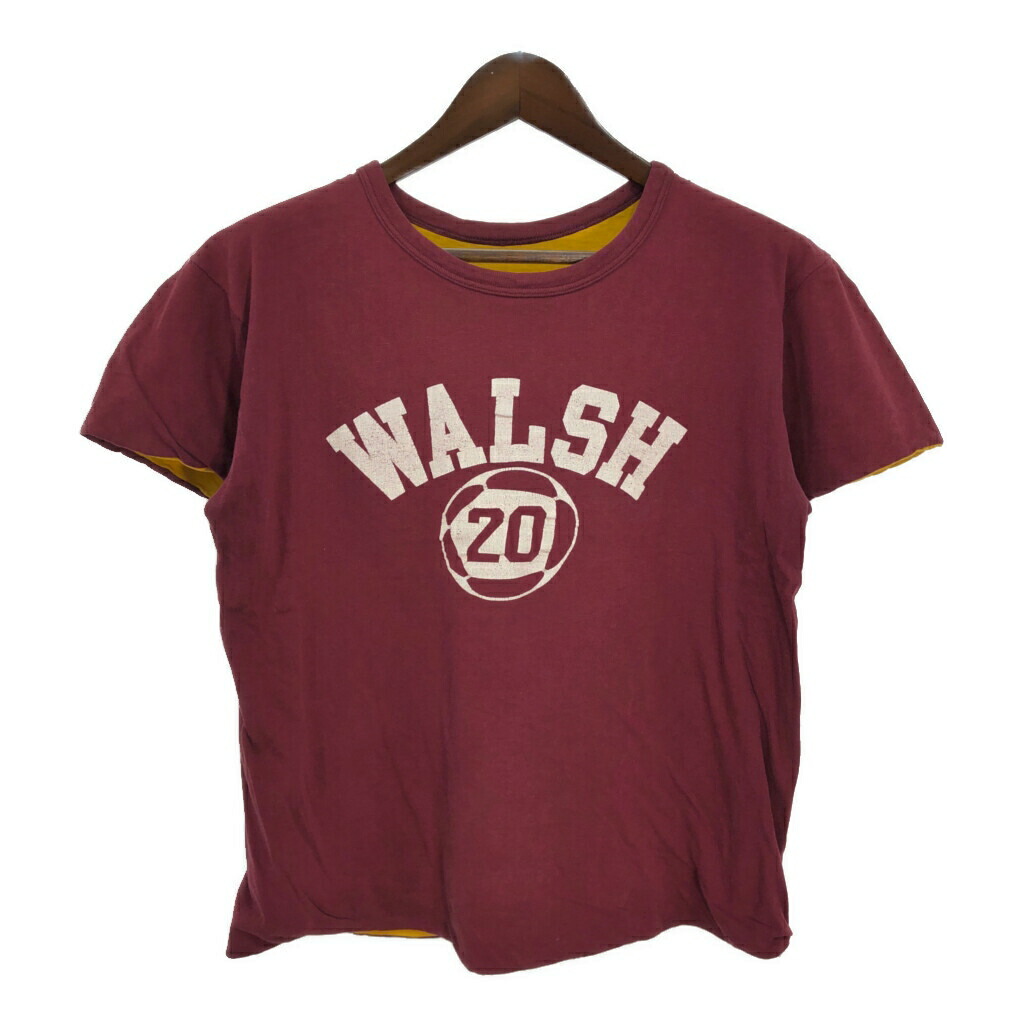 80年代 USA製 Champion チャンピオン リバーシブル 半袖Tシャツ カレッジ ワインレッド(メンズ LARGE)中古 古着 T7159