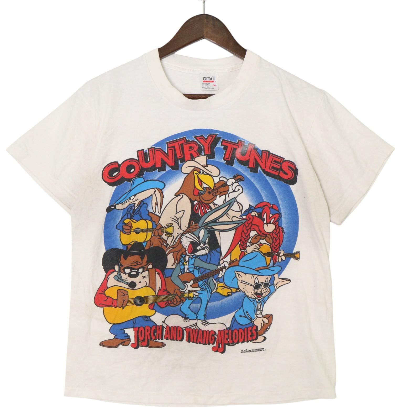 USA製 anvil アンビル Looney Tunes ルーニー・テューンズ 半袖Ｔシャツ アニメ ホワイト(メンズ M)中古 古着 A5015｜YAMAHISA USEDCLOTHINGSHOP