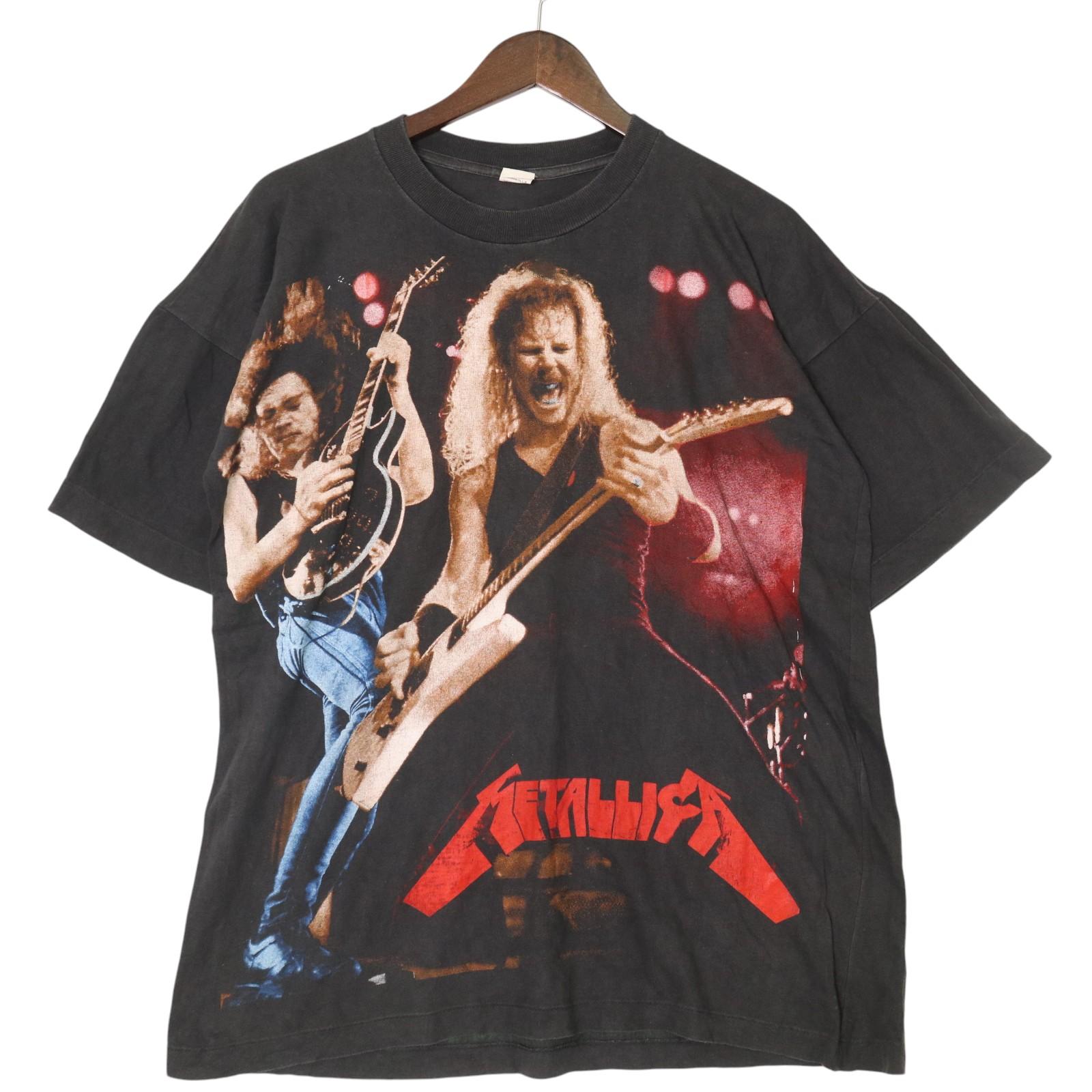 90年代 ブートレグ METALLICA メタリカ 大判プリント 半袖Ｔシャツ 大きいサイズ バンド ブラック(メンズ XXL)中古 古着 A5024