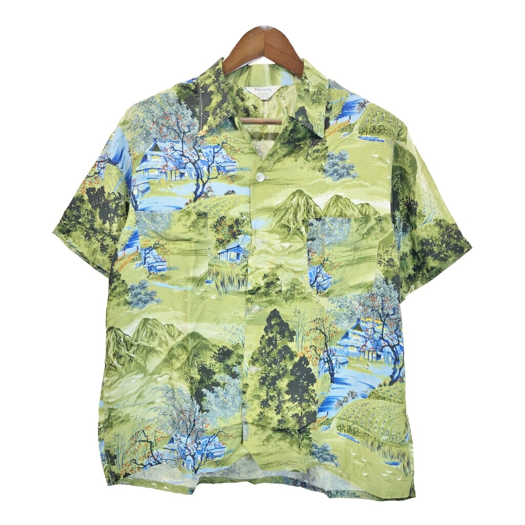 楽天市場】60年代 ペニーズ Penney's 総柄 和柄 オープンカラー