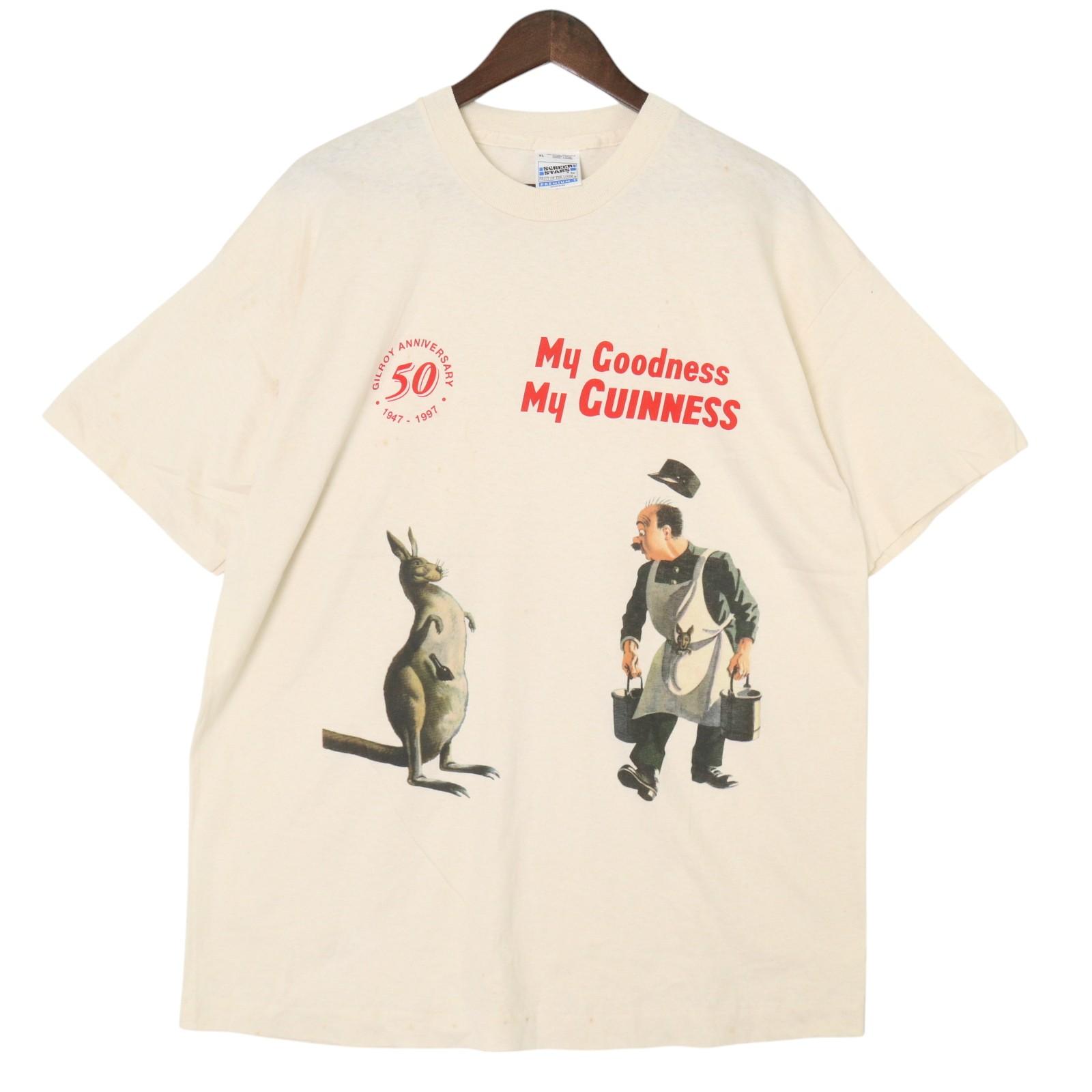 90年代 アイルランド製 Guinness Beer ギネスビール 50周年 半袖Ｔシャツ アイボリー(メンズ XL)中古 古着 A5083