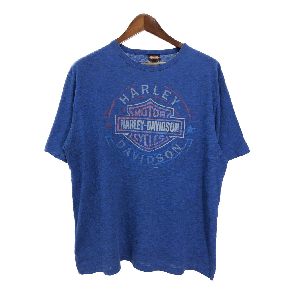 HARLEY DAVIDSON ハーレーダビッドソン 半袖Ｔシャツ ブルー(メンズ XL)中古 古着 T7845