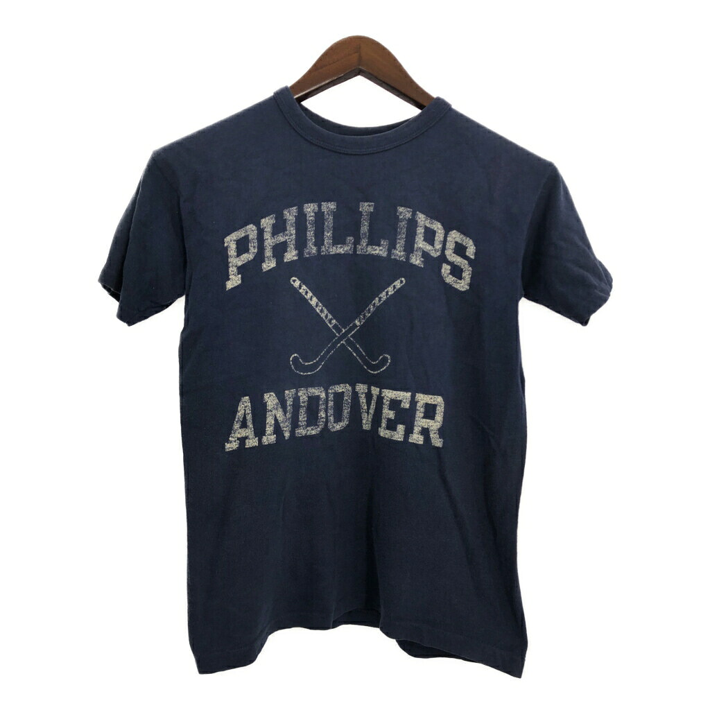 80年代 USA製 Champion チャンピオン 半袖Ｔシャツ カレッジ ネイビー(メンズ MEDIUM)中古 古着 T9435