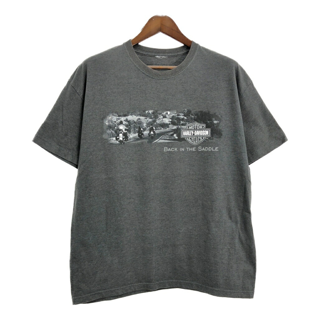 00年代 HARLEY DAVIDSON ハーレーダビッドソン 半袖Tシャツ モーターサイクル グレー(メンズ L相当)中古 古着 T9854