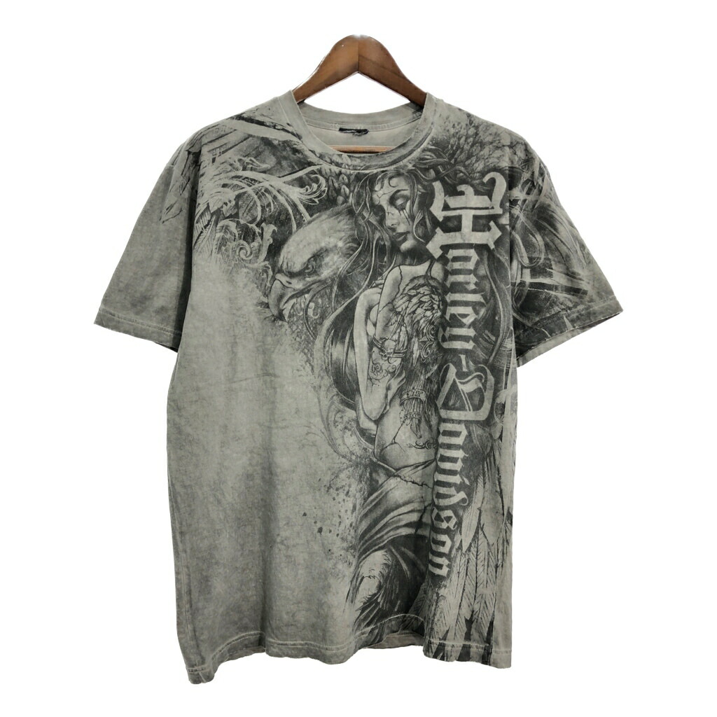 00年代 HARLEY DAVIDSON ハーレーダビッドソン 半袖Ｔシャツ モーターサイクル グレー(メンズ L相当)中古 古着 T9938 5,135円