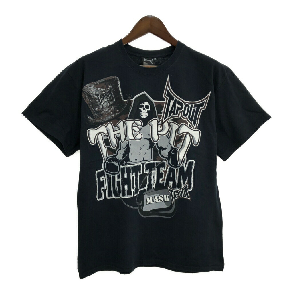 TAP OUT タップアウト MASK 半袖Ｔシャツ ブラック(メンズ L)中古 古着 T9940