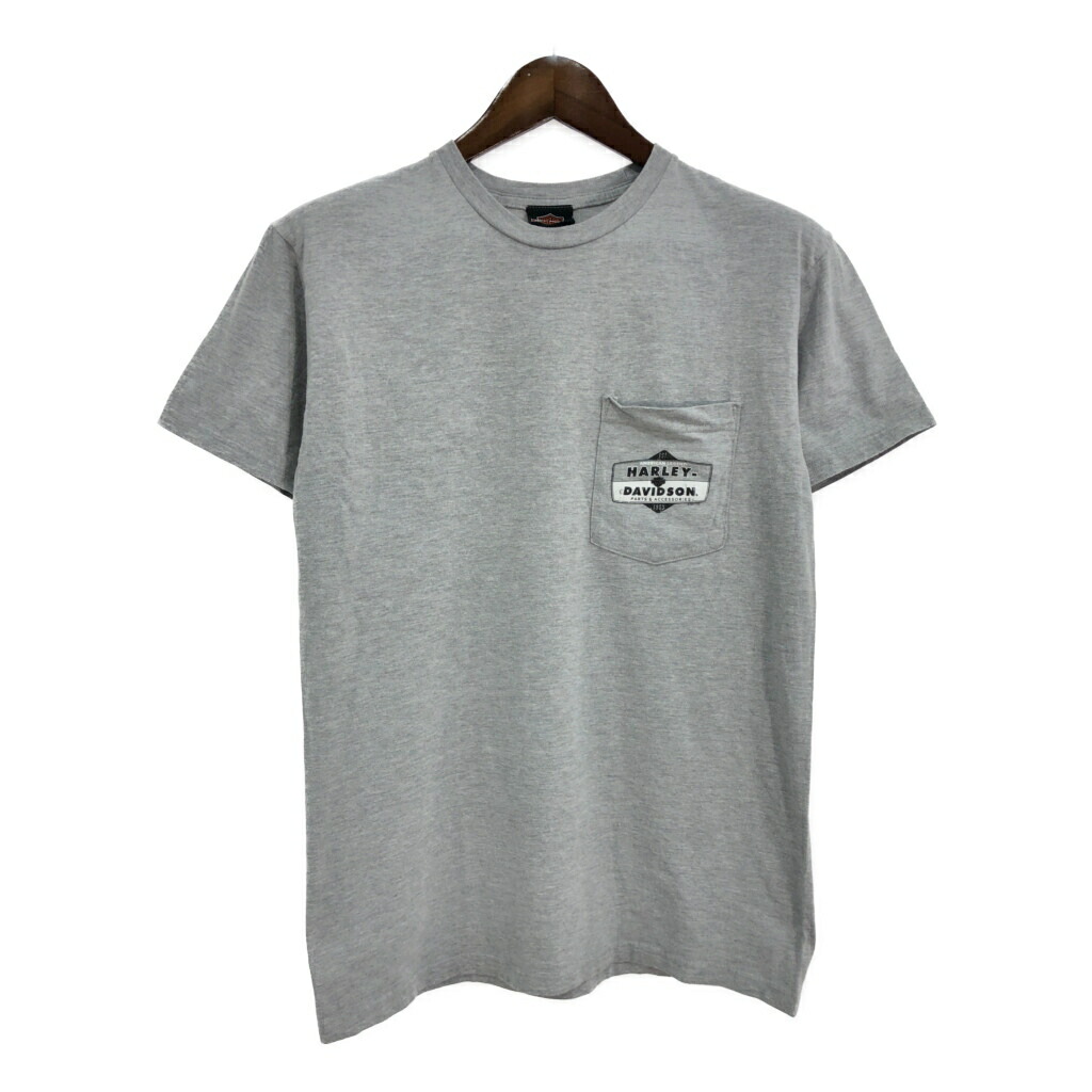 HARLEY DAVIDSON ハーレーダビッドソン ポケットＴシャツ モーターサイクル グレー(メンズ M)中古 古着 U0630