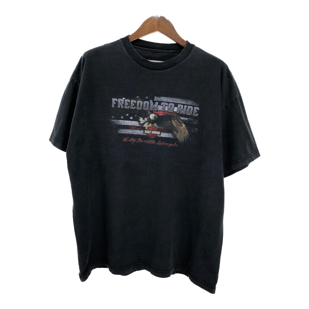 HARLEY DAVIDSON ハーレーダビッドソン 半袖Ｔシャツ 大きいサイズ モーターサイクル ブラック(メンズ XXL相当)中古 古着 U0665