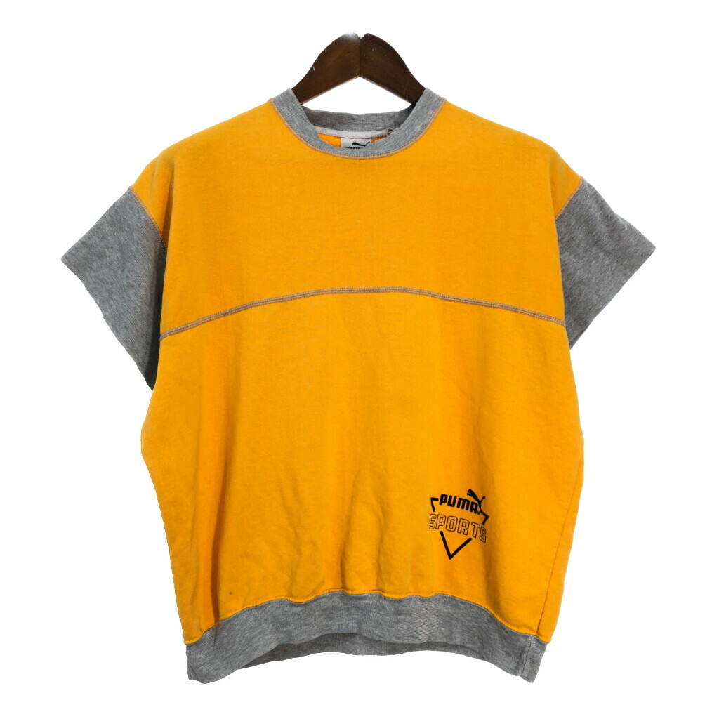 90年代 PUMA プーマ 半袖 スウェット イエロー(メンズ M)中古 古着 U0671