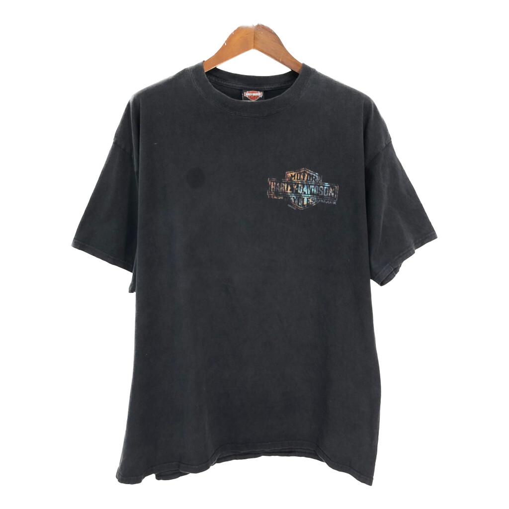 HARLEY DAVIDSON ハーレーダビッドソン 半袖Ｔシャツ モーターサイクル ブラック(メンズ 2XL)中古 古着 U0682
