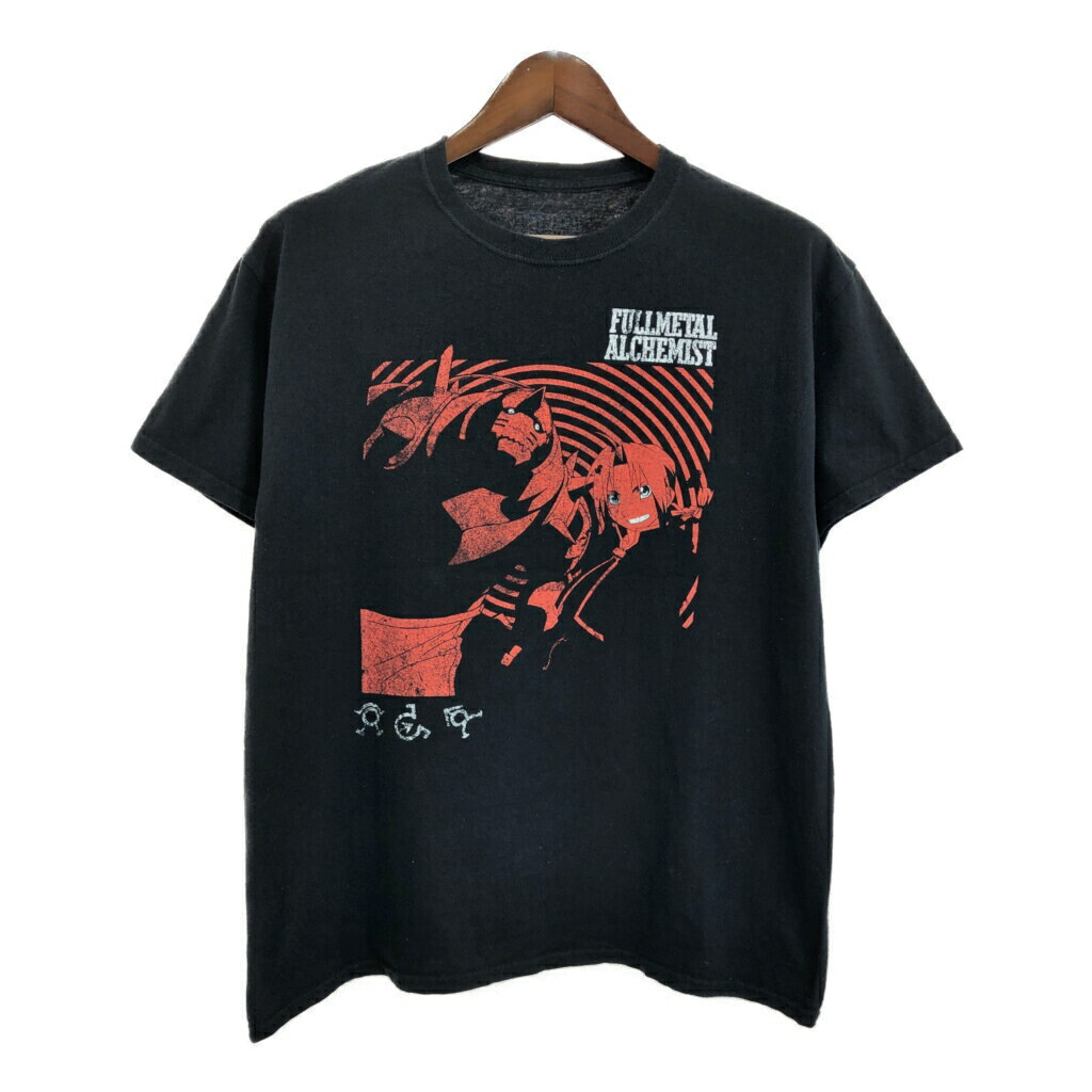 鋼の錬金術師 FULLMETAL ALCHEMIST Ｔシャツ アニメ キャラクター ブラック(メンズ L)中古 古着 U1628