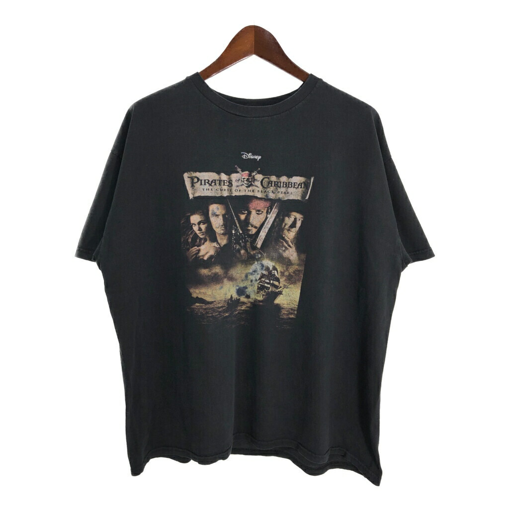 Pirates of the Caribbean パイレーツ・オブ・カリビアン Ｔシャツ ムービー ブラック(メンズ XXL相当)中古 古着 U1638