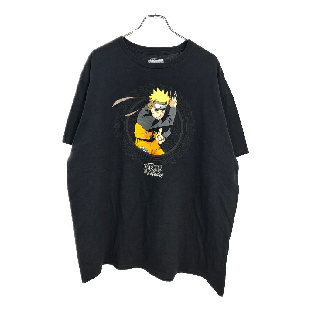 NARUTO Shippuden ナルト疾風伝 うずまきナルト Ｔシャツ アニメ キャラクター ブラック(メンズ 2XL)中古 古着 U1754