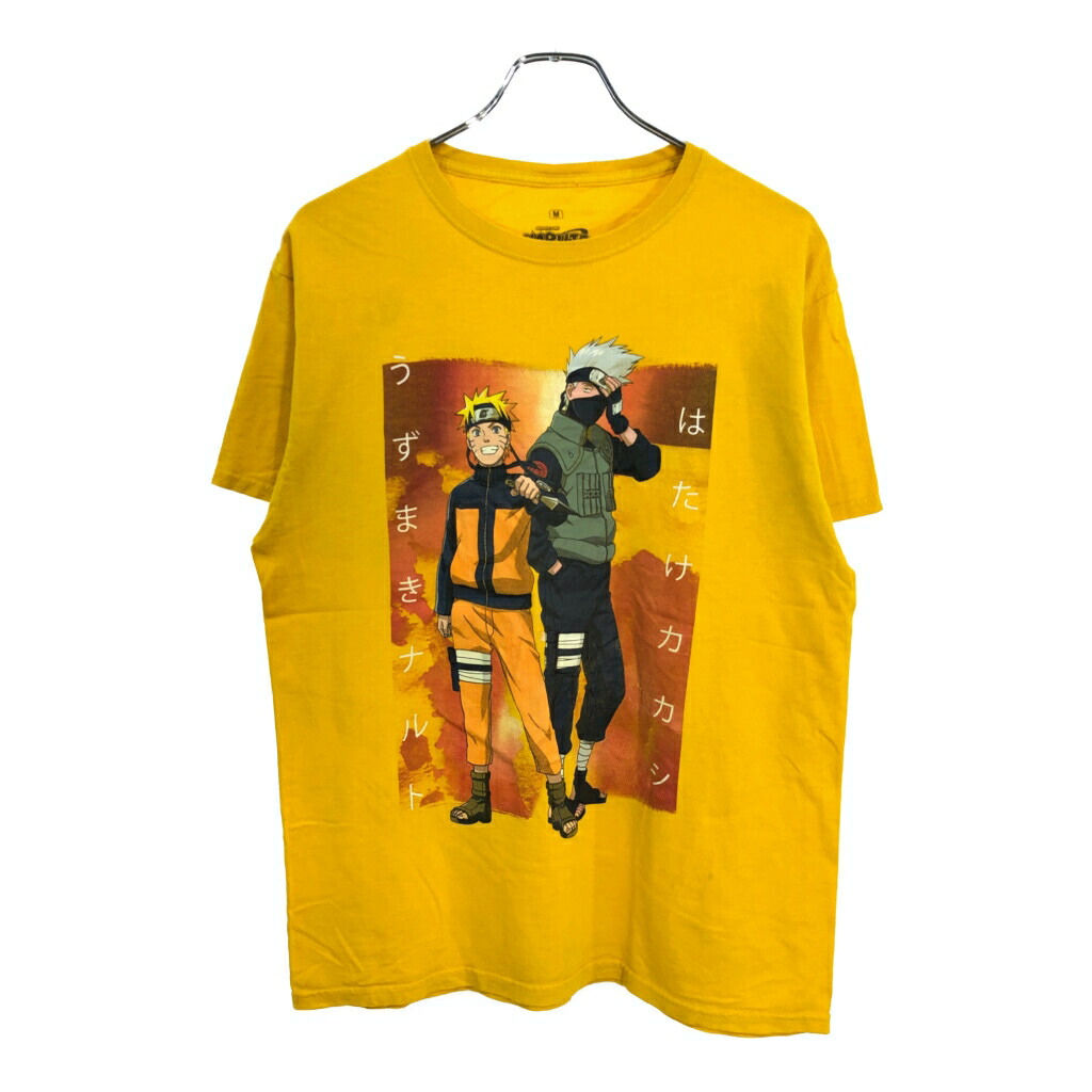 NARUTO Shippuden ナルト疾風伝 うずまきナルト/はたけカカシ Ｔシャツ アニメ キャラクター イエロー(メンズ M)中古 古着 U1803