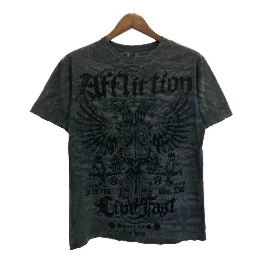 AFFLICTION アフリクション 半袖Ｔシャツ Y2K ブラック(メンズ M)中古 古着 U2107