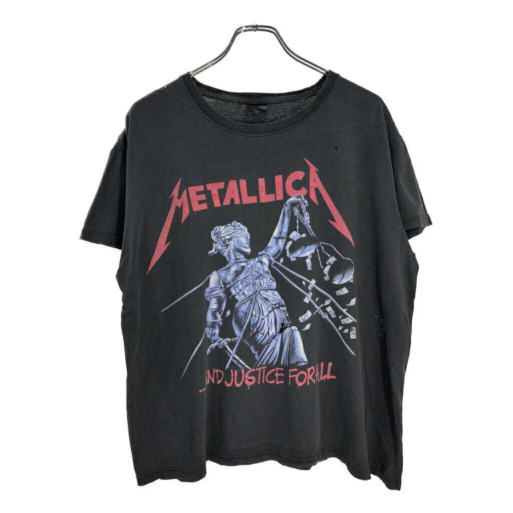METALLICA メタリカ メタル・ジャスティス 半袖Ｔシャツ バンド ブラック(メンズ XL相当)中古 古着 U2724