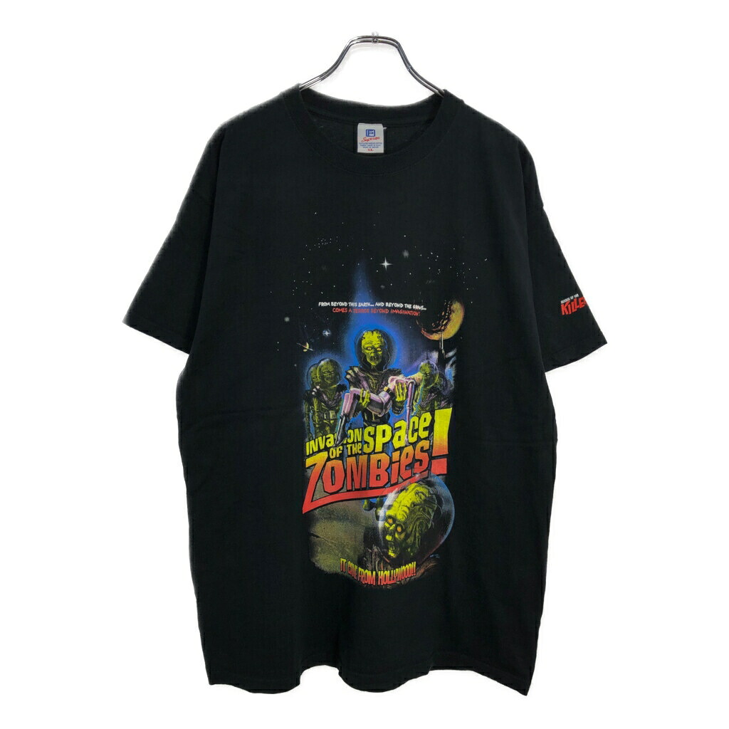 90年代 Invasion of Space Zombies 半袖Ｔシャツ ブラック(メンズ XL)中古 古着 U3865