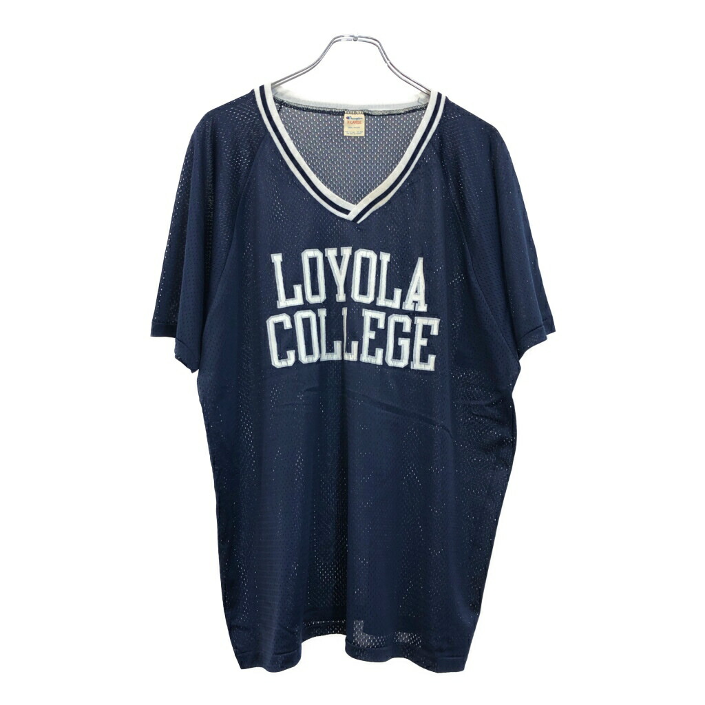80年代 USA製 Champion チャンピオン メッシュTシャツ カレッジ ブルー(メンズ XL)中古 古着 U3885