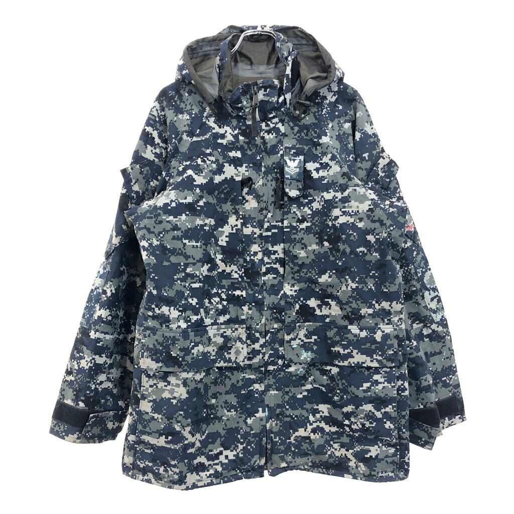 00年代 米軍実物 U.S.NAVY NWU GORE-TEXパーカージャケット ミリタリー デジタルカモ ブルー(メンズ MEDIUM LONG)中古 古着 U3907