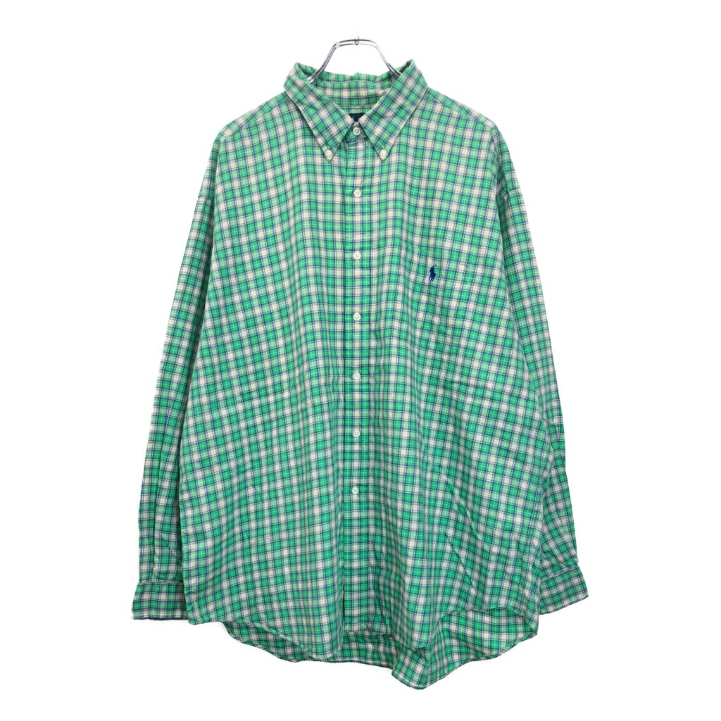 Ralph Lauren レディース OXシャツ4サイズ グリーンのストライプ ラルフローレン レディース ストライプ グリーン×ホワイト