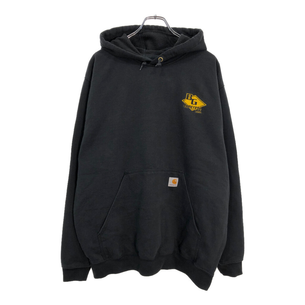 企業ロゴ　パーカー　Carhartt Black Hoodie 墨黒　フェード セール】Carhartt(カーハート)/ ルーズフィット 袖ロゴ パーカー