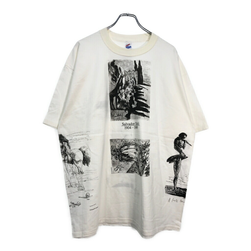 デッドストック 90年代 USA製 Salvador Dali サルバドール・ダリ マルチプリント アートＴシャツ ホワイト(メンズ XL)中古 古着 U5784｜YAMAHISA USEDCLOTHINGSHOP